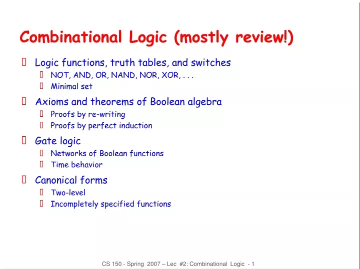 combinational logic mostly review