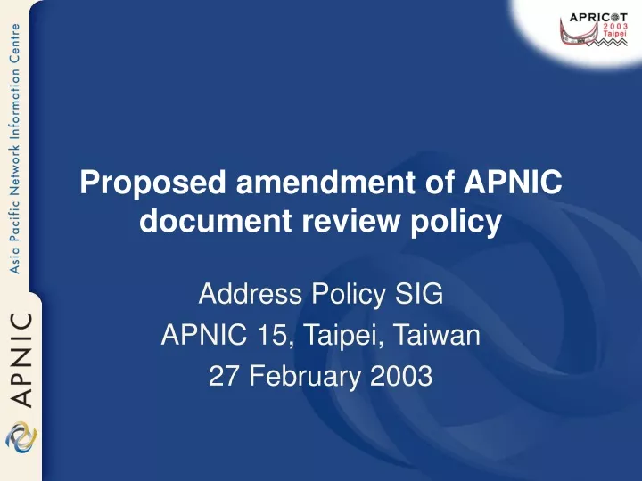 proposed amendment of apnic document review policy