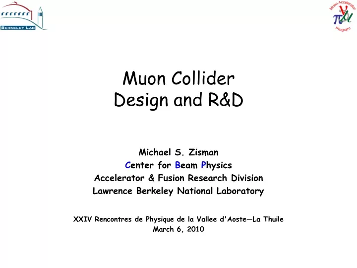muon collider design and r d