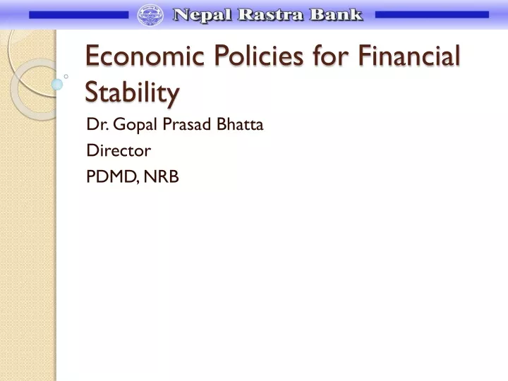 economic policies for financial stability