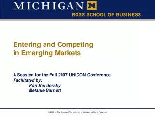 Entering and Competing  in Emerging Markets