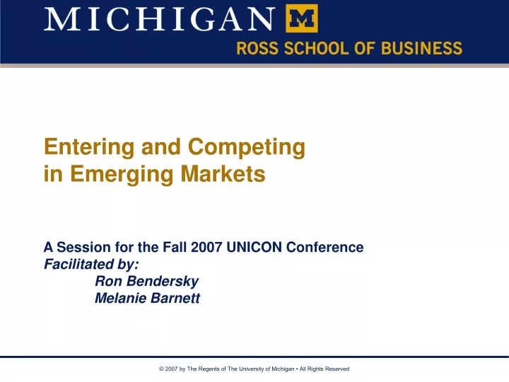 entering and competing in emerging markets