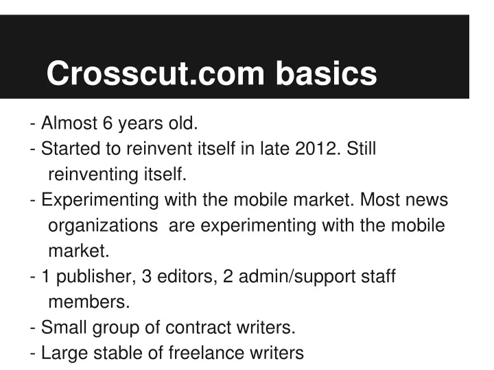 crosscut com basics