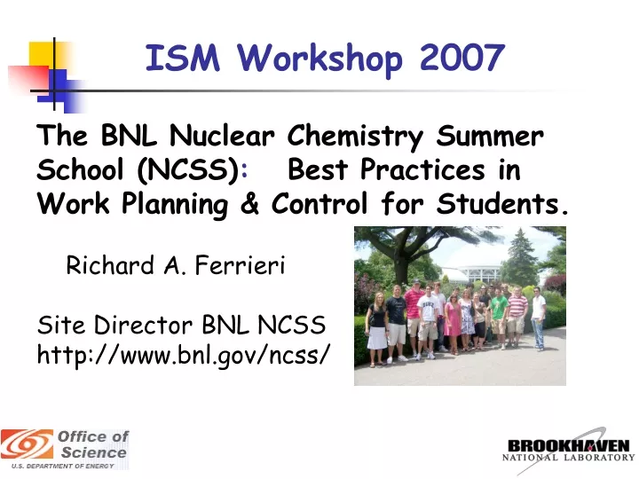 the bnl nuclear chemistry summer school ncss best