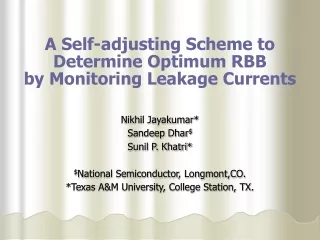 A Self-adjusting Scheme to Determine Optimum RBB by Monitoring Leakage Currents
