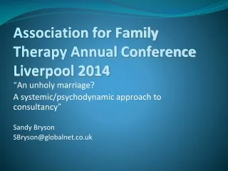 Association for Family Therapy Annual Conference Liverpool 2014