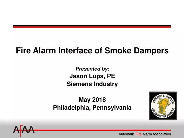 fire alarm interface of smoke dampers