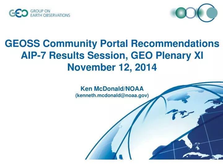 geoss community portal recommendations