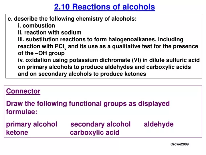 2 10 reactions of alcohols