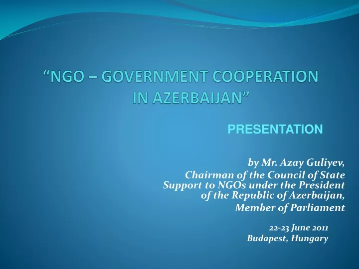 ngo government cooperation in azerbaijan
