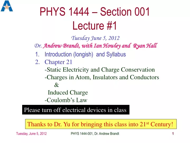 phys 1444 section 001 lecture 1