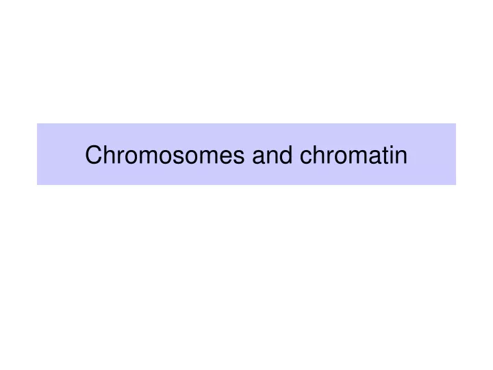 chromosomes and chromatin