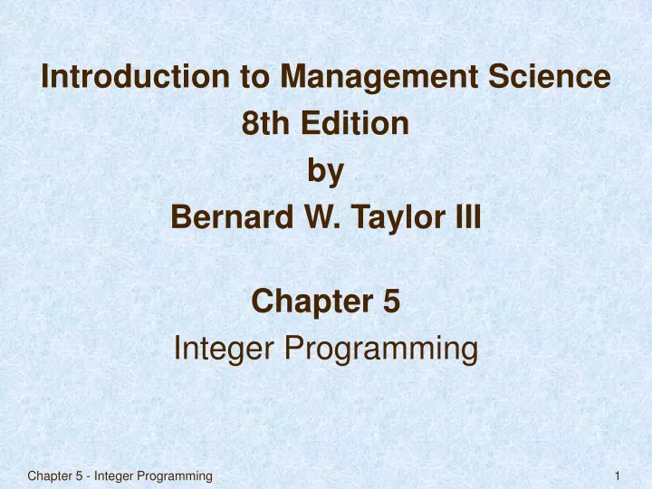 introduction to management science 8th edition