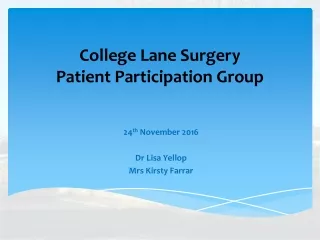 College Lane Surgery Patient Participation  Group