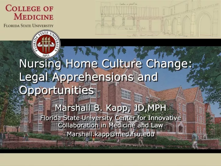nursing home culture change legal apprehensions and opportunities