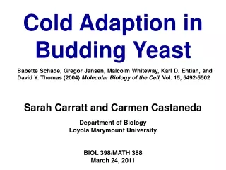 Sarah Carratt and Carmen Castaneda Department of Biology Loyola Marymount University