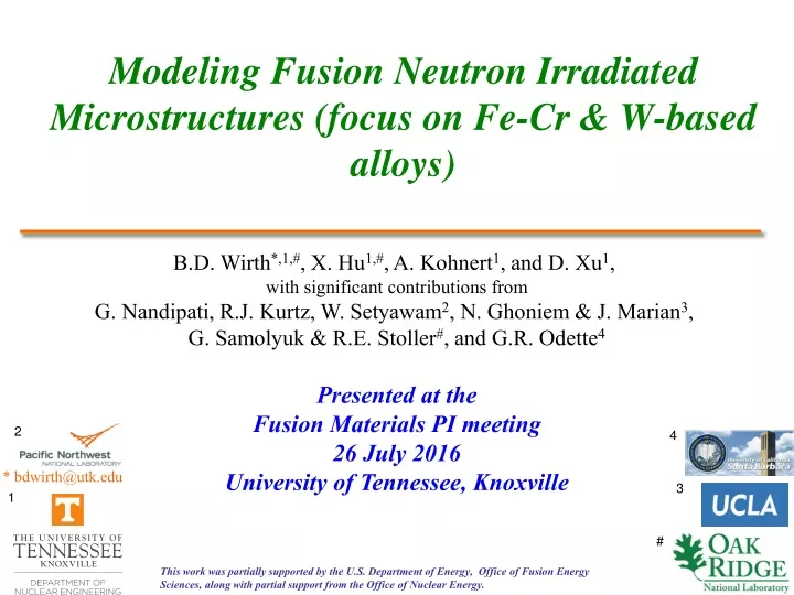modeling fusion neutron irradiated microstructures focus on fe cr w based alloys