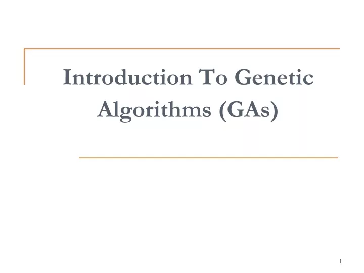 introduction to genetic algorithms gas