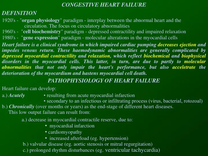 congestive heart failure definition 1920 s organ
