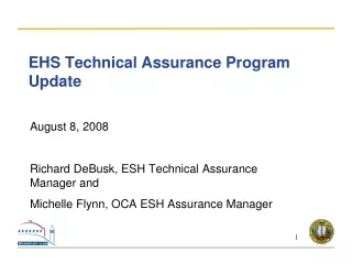 EHS Technical Assurance Program Update