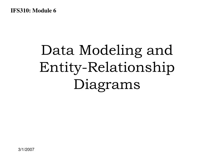 data modeling and entity relationship diagrams