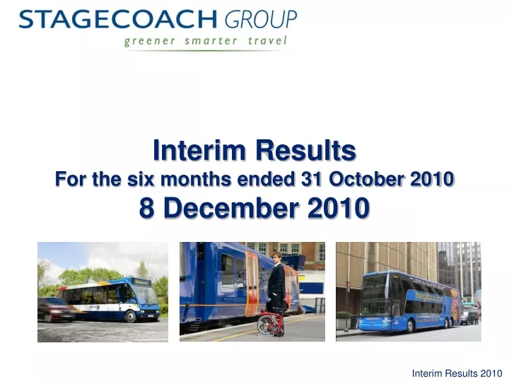 interim results for the six months ended 31 october 2010 8 december 2010