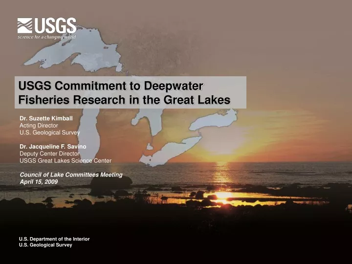 usgs commitment to deepwater fisheries research