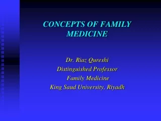 CONCEPTS OF FAMILY MEDICINE
