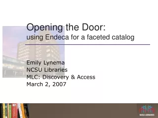 Opening the Door: using Endeca for a faceted catalog
