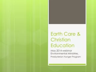 Earth Care &amp; Christian Education