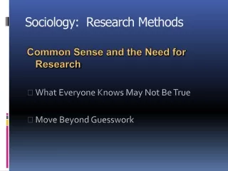 Sociology:  Research Methods