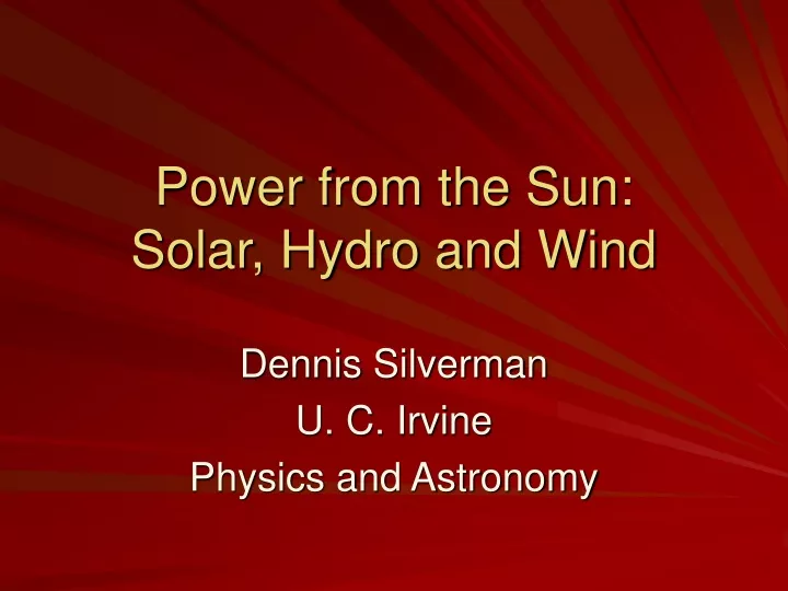 power from the sun solar hydro and wind