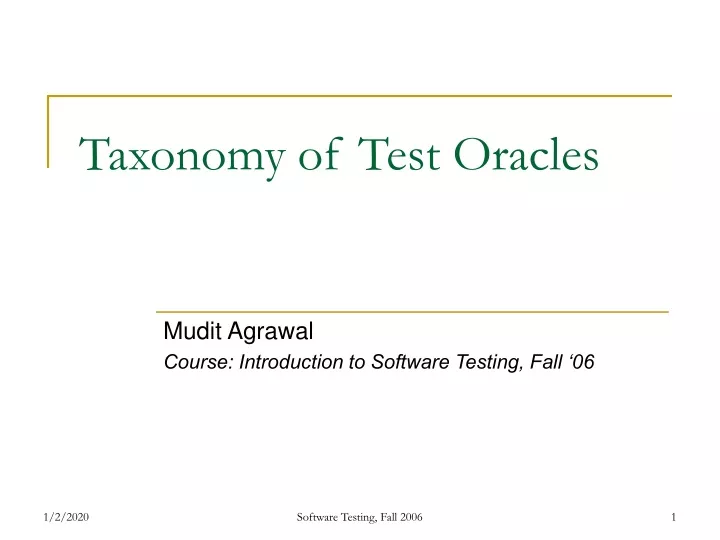 taxonomy of test oracles