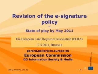 Revision of the e-signature policy – State of play by May 2011