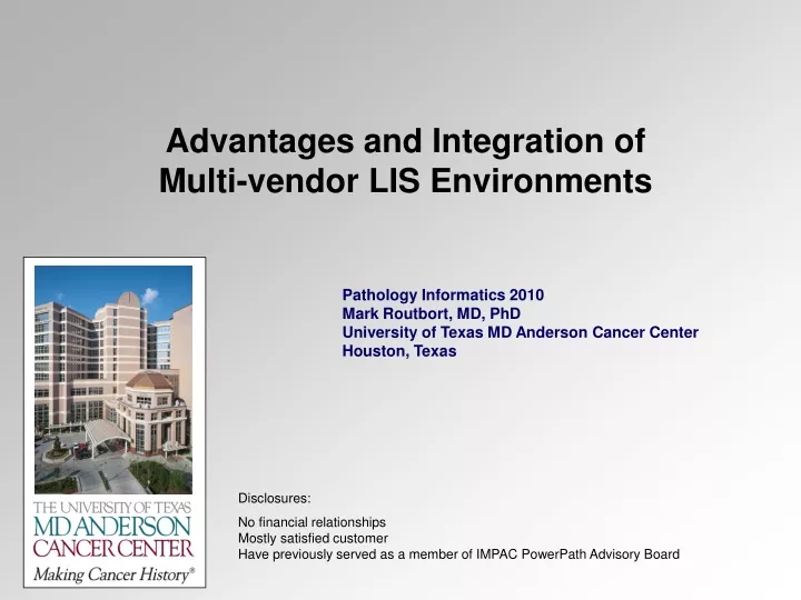 advantages and integration of multi vendor lis environments