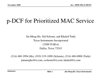 p-DCF for Prioritized MAC Service