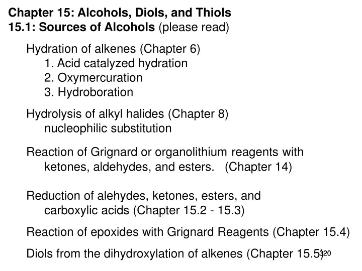 chapter 15 alcohols diols and thiols 15 1 sources