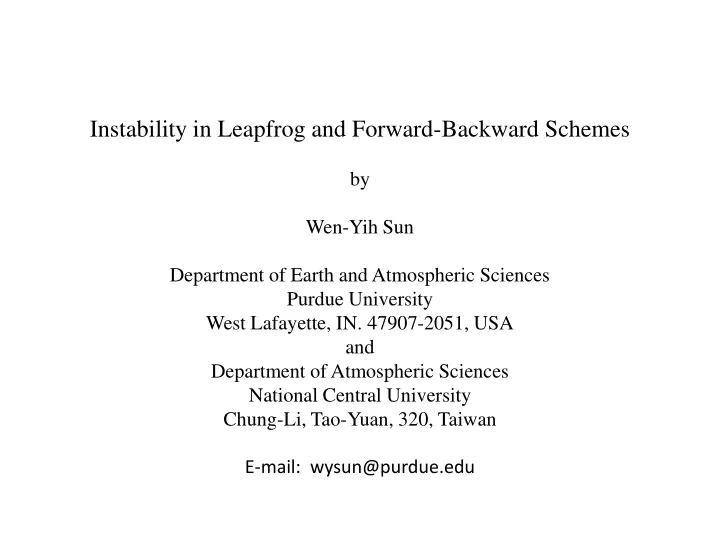 instability in leapfrog and forward backward