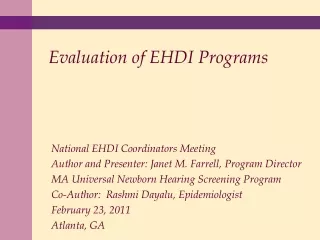 Evaluation of EHDI Programs