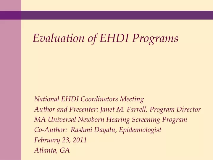 evaluation of ehdi programs