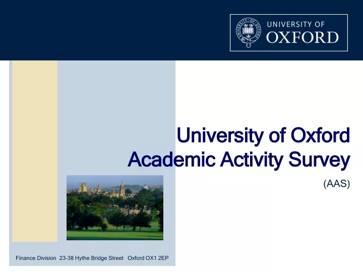 university of oxford academic activity survey