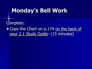 Monday’s Bell Work