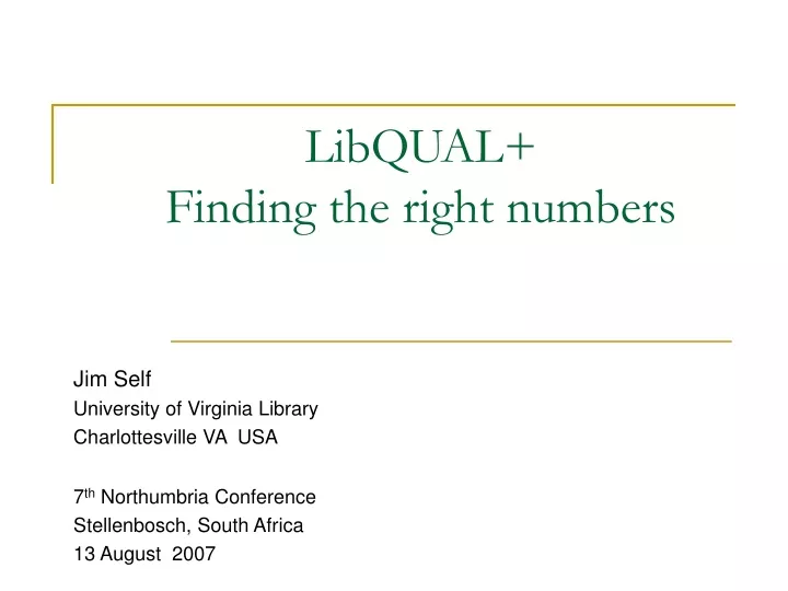 libqual finding the right numbers
