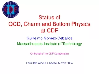 Status of QCD, Charm and Bottom Physics  at CDF