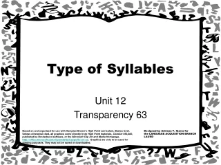 Type of Syllables