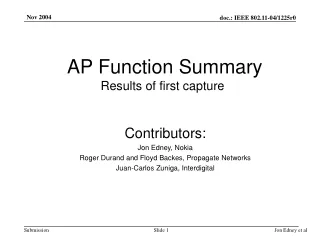 AP Function Summary Results of first capture