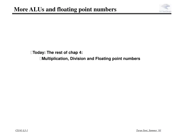 more alus and floating point numbers