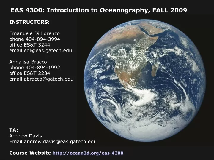 eas 4300 introduction to oceanography fall 2009