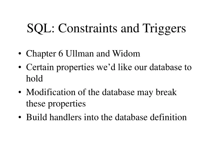 sql constraints and triggers