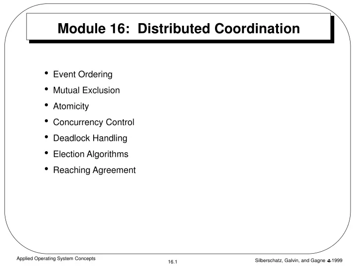 module 16 distributed coordination